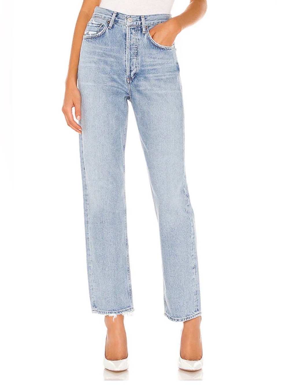 AGOLDE 90's Mid Rise Loose Fit Jeans in Snapshot Light Wash Size 26 Straight Leg